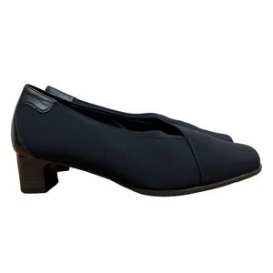 Theresia M Lenl Classic Pump Fabric Upper Low Block Heel Black Women Size 8.5